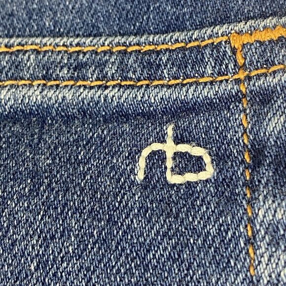 Rag & Bone Jeans 32 Womens High Rise Flare Raw Hem Stretch Blue Denim Boho - Picture 11 of 15